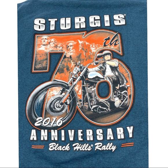 STURGIS 2016 76th anniversary biker's event Black Hills Rally men's t-shirt M - Picture 7 of 9